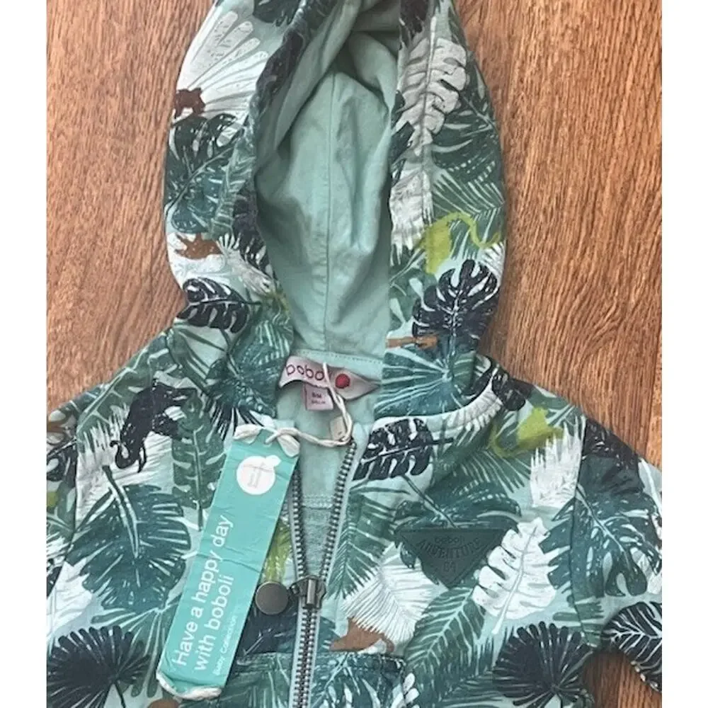 Boboli Infant Hoodie 6mo Jungle Leaf Monkey Jacket Zip Up New With Tags NWT